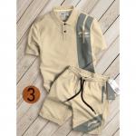 Bộ Thun Polo Nam Nữ Lining Chất Cotton Thô, Bộ Quần Áo Cổ Bẻ Mùa Hè Phối Họa Tiết Lining Phong Cách