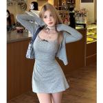 MTMM Váy 2 dây đầm body 2 dây Hot Girl Dress Mùa hè Phong cách mới Váy Cardigan thiết kế eo hẹp Váy hông